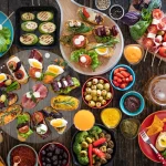 Bovenaanzicht mediterraan voedselconcept.