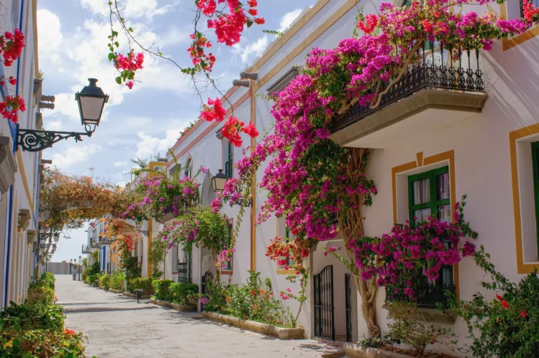 Beautiful street in Puerto Mogan town, Gran Canaria Island , Spain