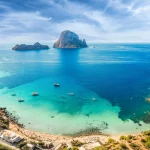 Luftfoto af Cala d"u2019Hort, Ibiza øerne, Spanien