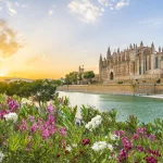 Cathedral La Seu at sunet time, Palma de Mallorca islands, Spain