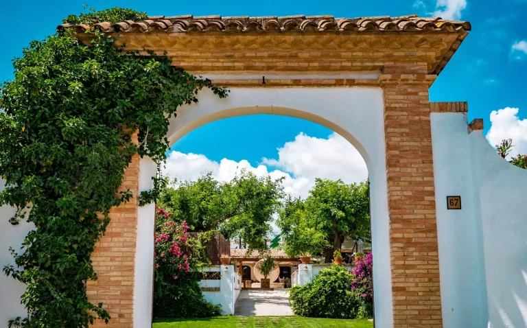 Puigmoltó, Catalunya, Spain - June 4, 2023: Traditional entrance to a restaurant in Penedes wine region