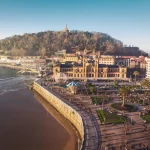 High view of Alderdi Eder park at the coast side of Donostia-San Sebastian, at the Basque Country.