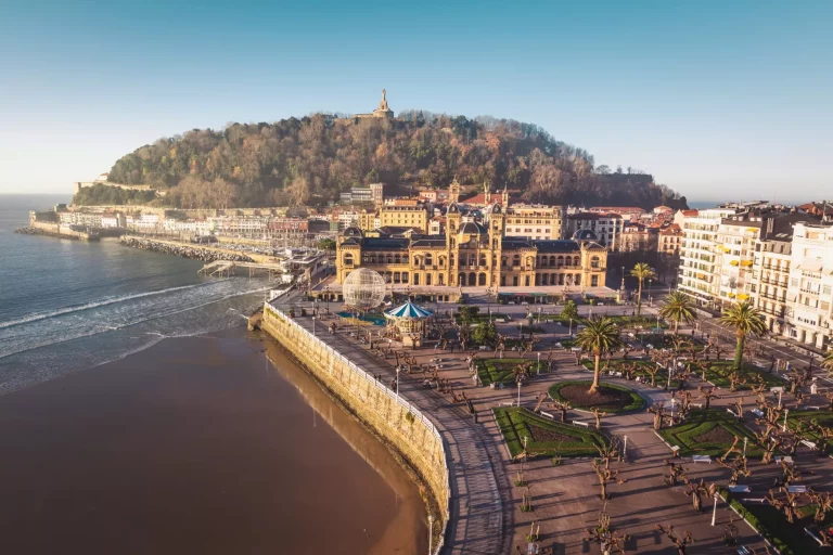 High view of Alderdi Eder park at the coast side of Donostia-San Sebastian, at the Basque Country.